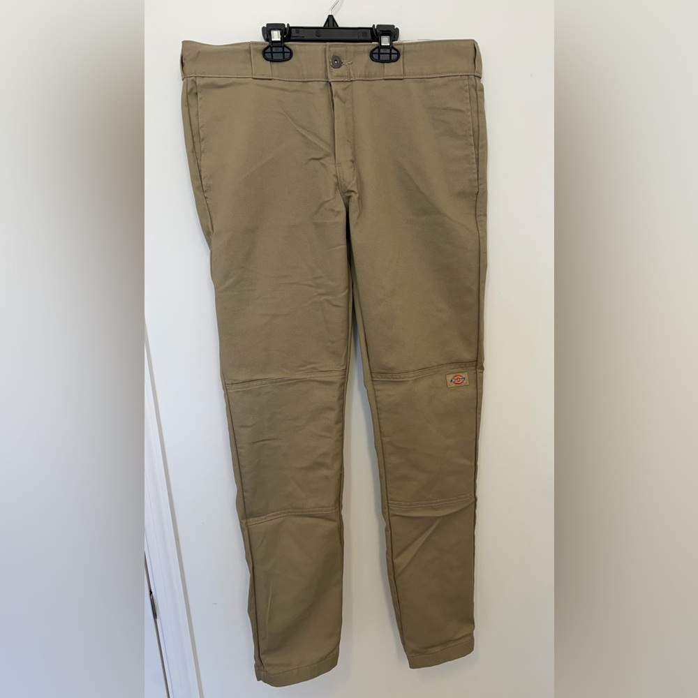 Dickies Men's 34x32 Khaki Chinos Skinny Straight With Side Pocket Work Pant